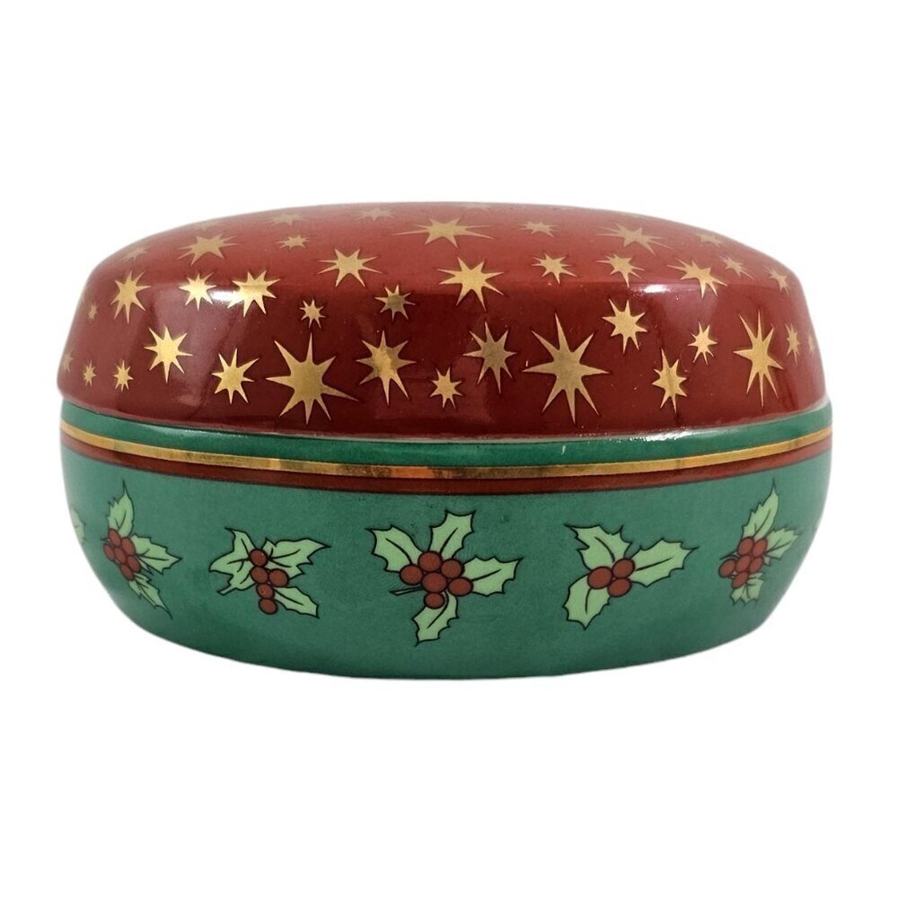 Mikasa Fine Porcelain Holiday Elegance Oval Covered Holiday Trinket Box NWT